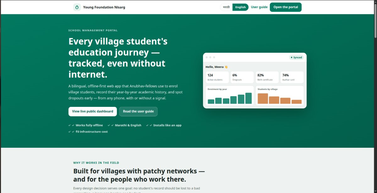 Young Foundation Nisarg School Management Portal